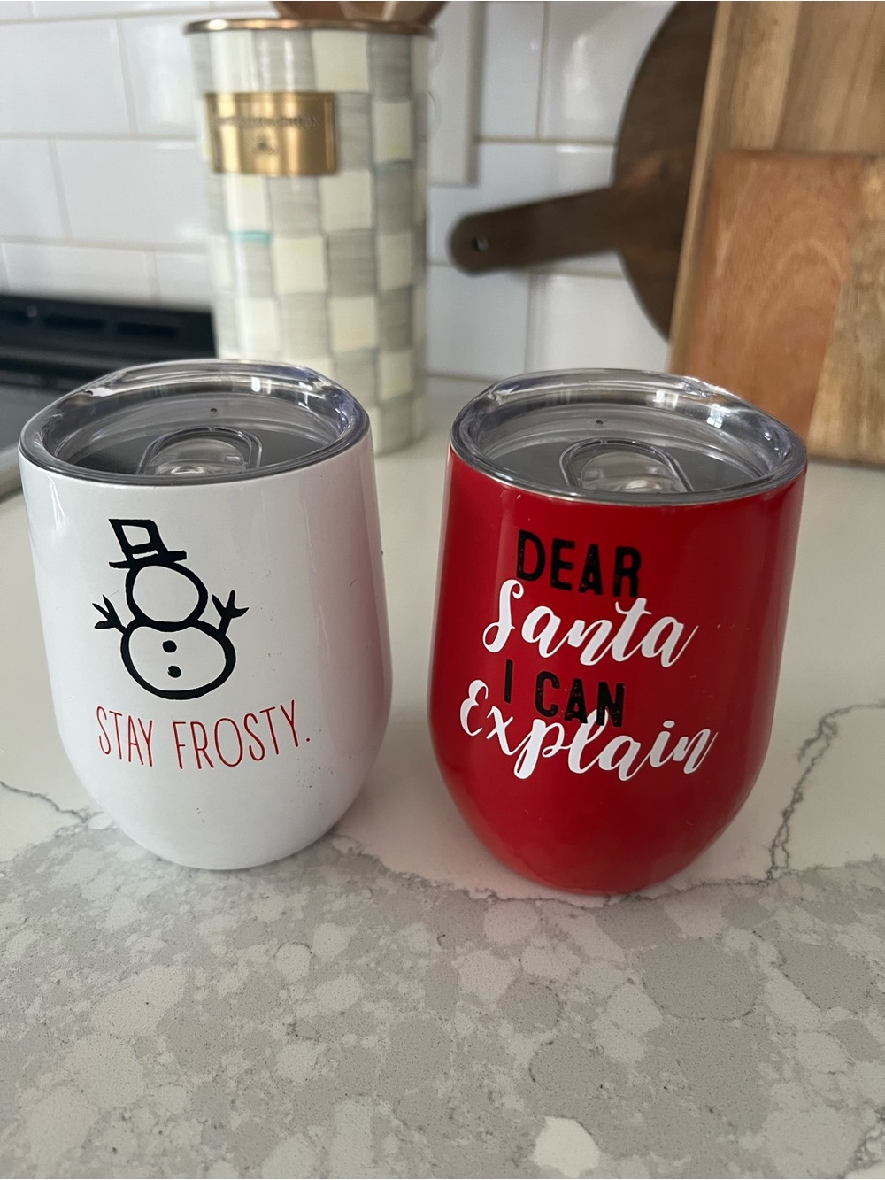 NWOT 2 stainless steel 12 oz Christmas tumblers